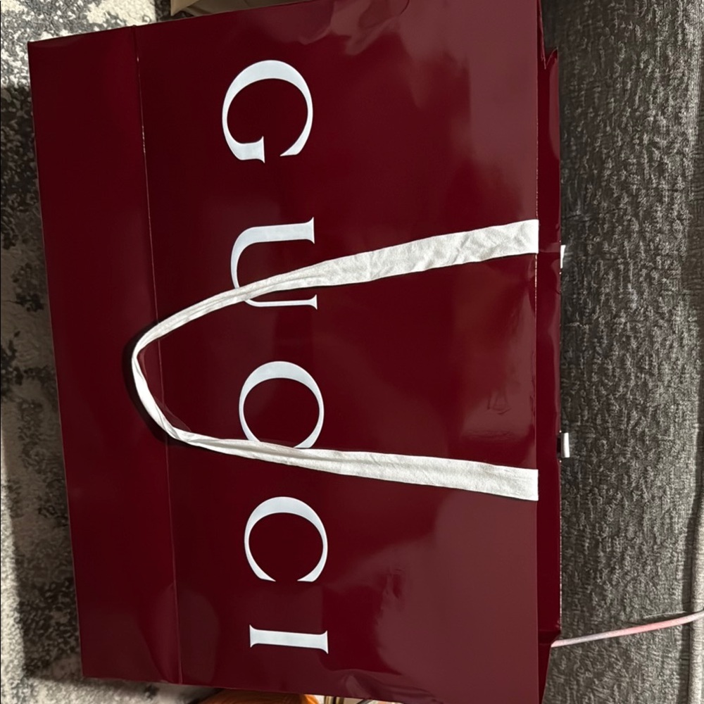 Gucci Deep Red Tote with White Handles